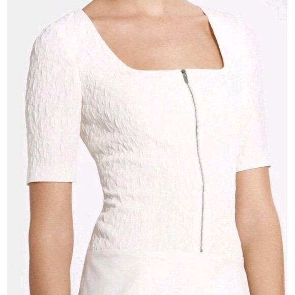 Ann Taylor Zip Front Short Sleeve Dress Size 2 Petite NWT Antique White Color - Picture 9 of 11